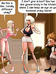 Good porn cartoon accompanied by mum together with daughter lusting for 1 young fella to bang