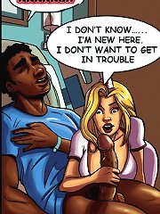 Interracial adult comics. Your lips look great on my black cock, suck that black meat