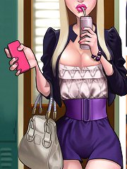 The young hottie is showing almost all for her school buddy at the amazing comic book porn