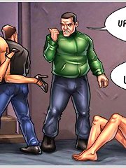 The bitch goes upstairs and fucked hard in the porno comics