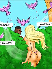 Interracial porn comix. If you keep moaning like that your husbands going to hear us!